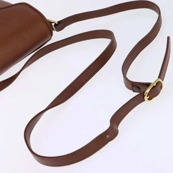 Burberrys Shoulder Bag Leather Brown Gold Auth bs29470